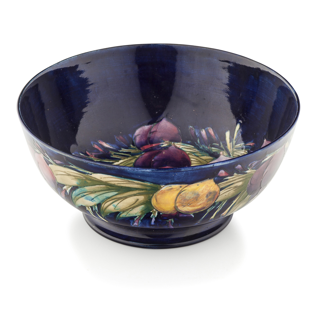 Appraisal: MOORCROFT POTTERY 'PLUM WISTERIA' PATTERN BOWL CIRCA impressed maker's marks