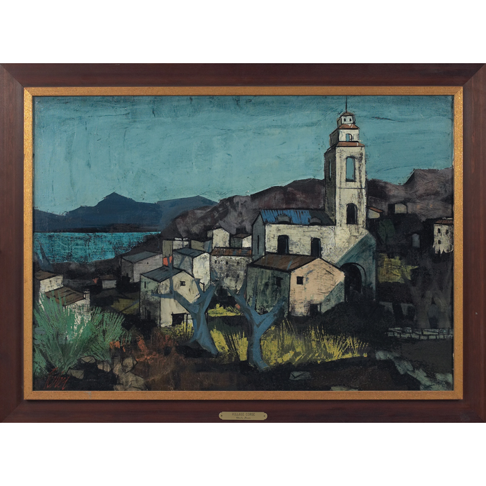 Appraisal: Charles Levier French - Village Corse c oil on canvas