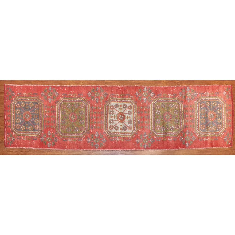 Appraisal: Semi-Antique Oushak Runner Turkey x Second quarter- th century hand-knotted