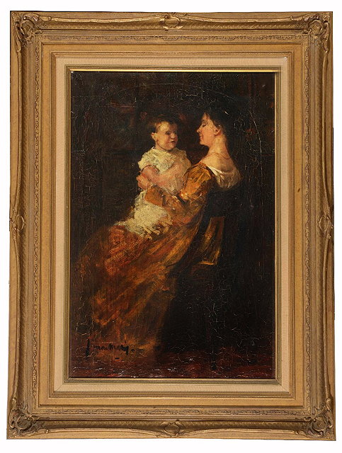 Appraisal: SIMON MARIS - A seated mother with child signed oils