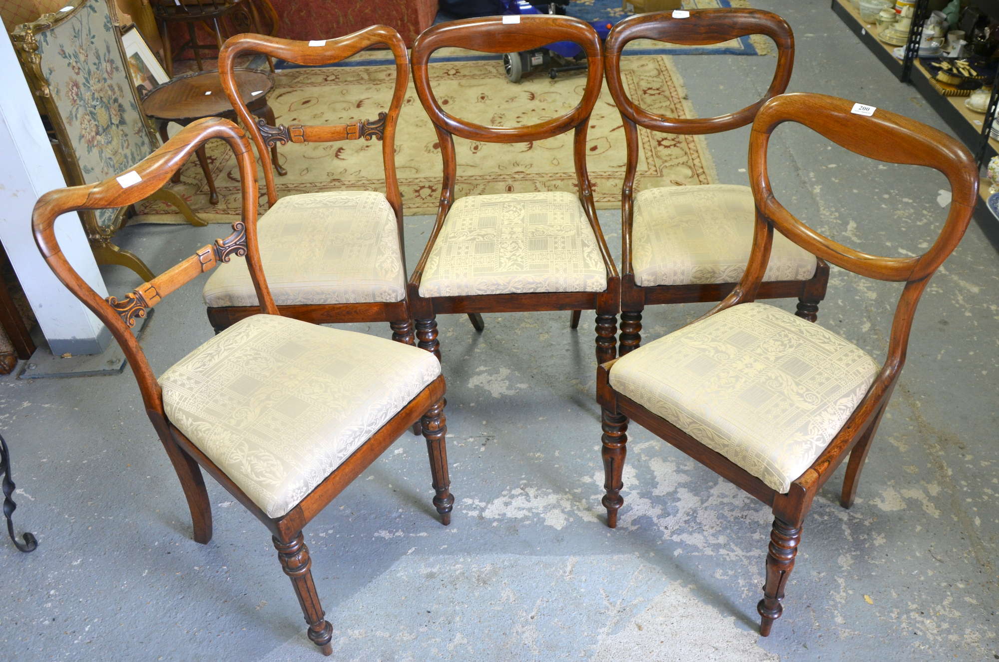 Appraisal: Two pairs of th C rosewood dining chairs and another