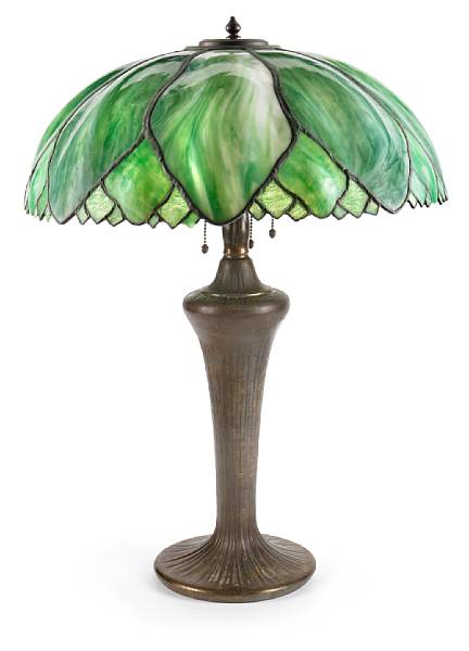 Appraisal: A Handel leaded glass and patinated metal lamp early th