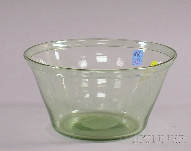 Appraisal: Aqua Green Blown Glass Bowl with rolled rim polished pontil