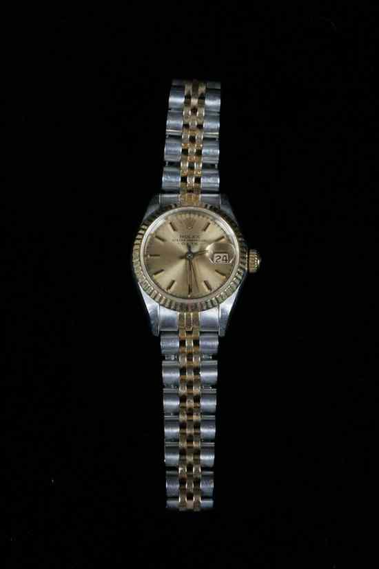 Appraisal: LADY'S OYSTER PERPETUAL ROLEX WRISTWATCH Stainless steel with gilt accents