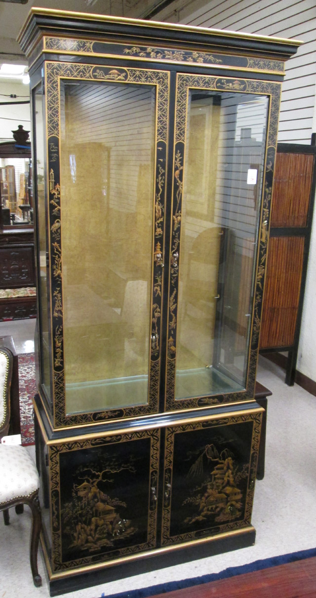 Appraisal: CHINESE CHIPPENDALE STYLE DISPLAY CABINET ON CABINET Drexel Heritage Furnishings