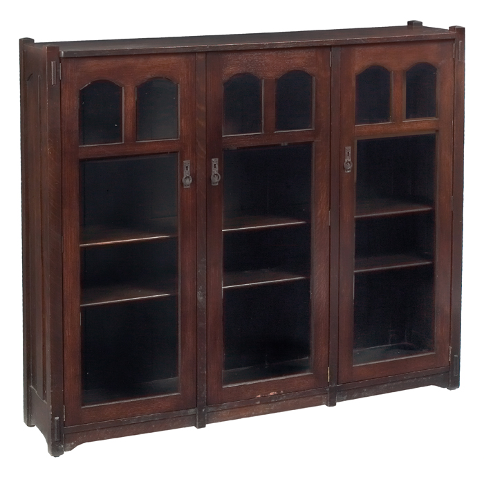 Appraisal: Stickley Brothers bookcase three door-form with divided panes at top