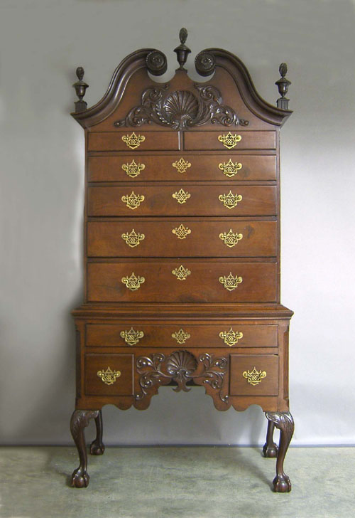 Appraisal: Chippendale style mahogany highboy h w