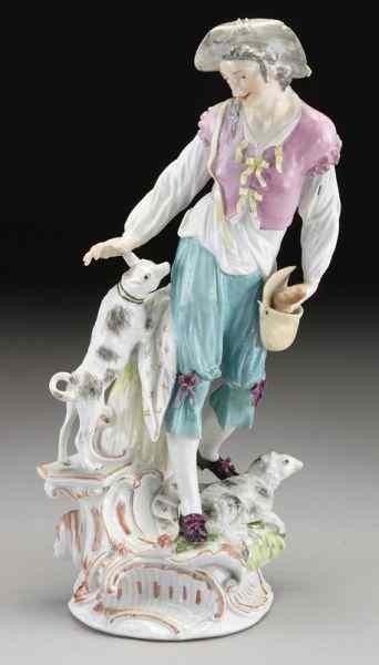 Appraisal: th C Meissen porcelain Kaendler figuremodeled as a shepherd standing