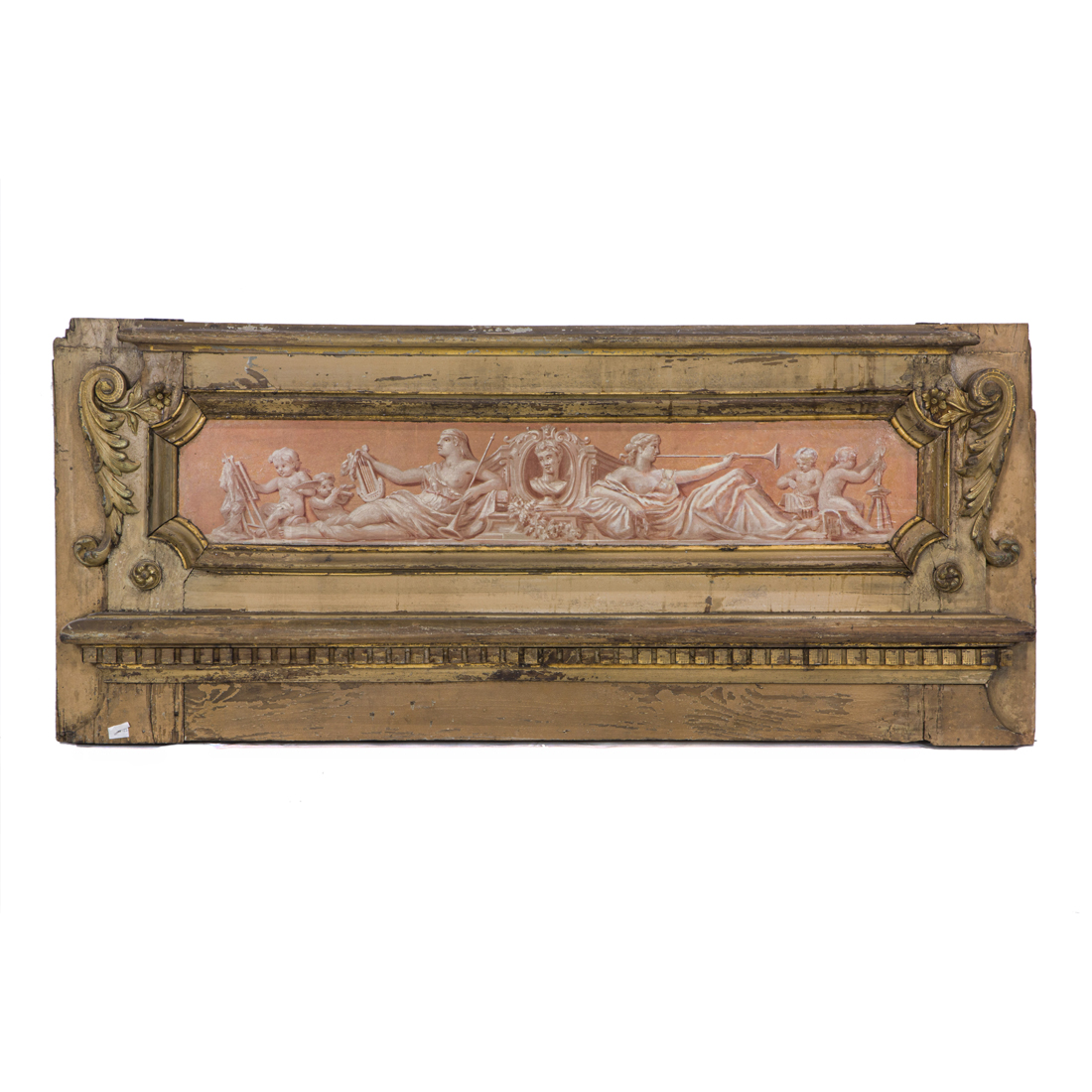 Appraisal: FRENCH POLYCHROME AND HAND DECORATED ARCHITECTURAL ELEMENT MOUNTED AS A