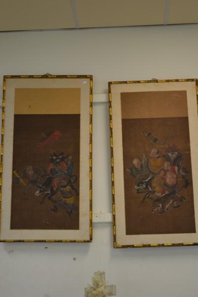 Appraisal: TWO FRAMED CHINESE SCREENS