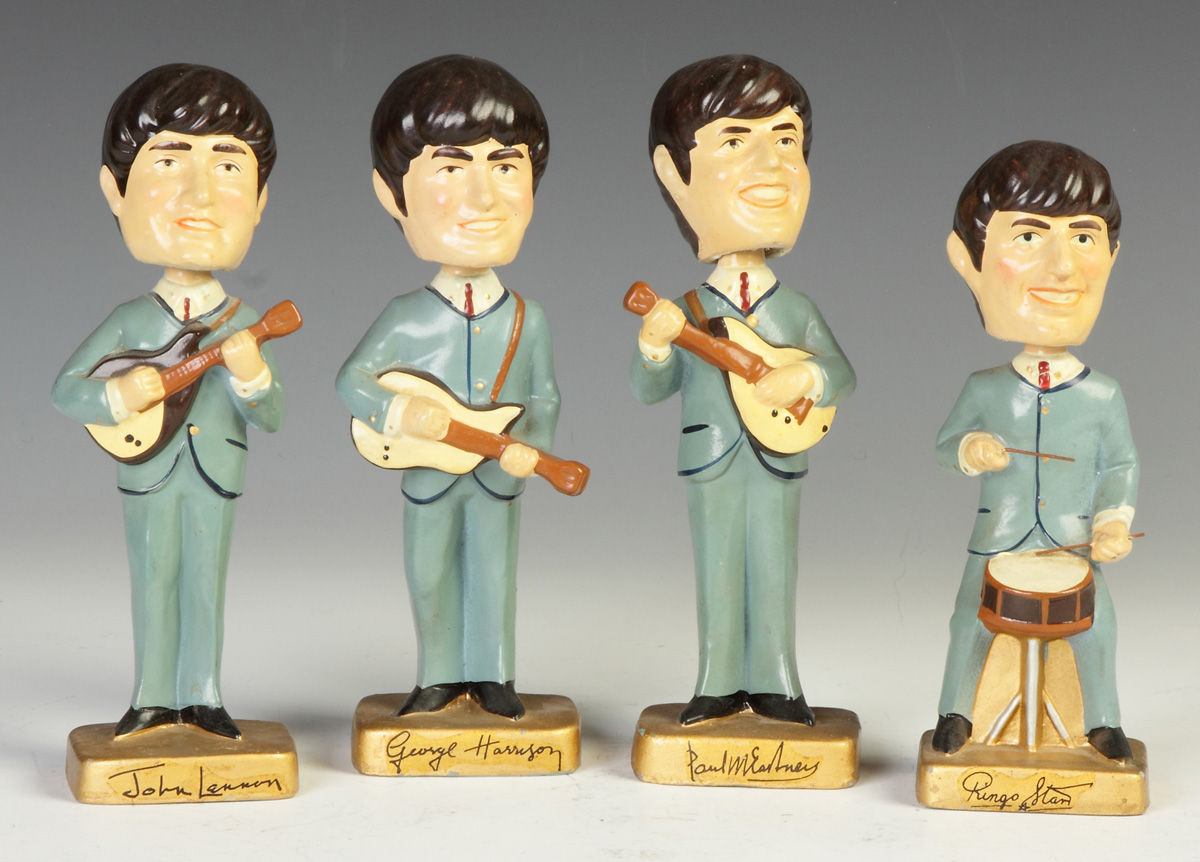 Appraisal: The Beatles Painted Composition Bobble Heads by Car Mascots Inc