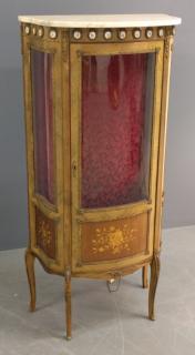 Appraisal: Inlaid display cabinet French style fruitwood inlaid display cabinet with