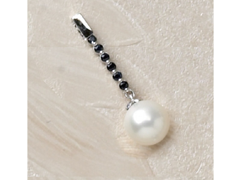 Appraisal: PEARL AND SAPPHIRE PENDANT k white gold pendant set with