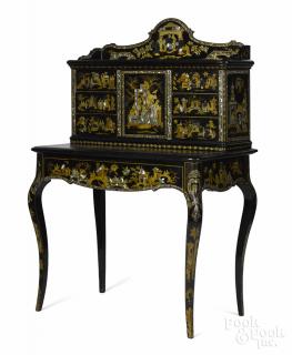 Appraisal: Chinese black lacquer ladies writing desk late th c ''