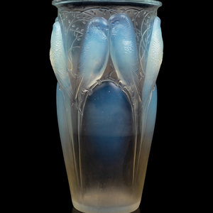 Appraisal: Ren Lalique Circa Ceylon vase etched R Lalique stamp to