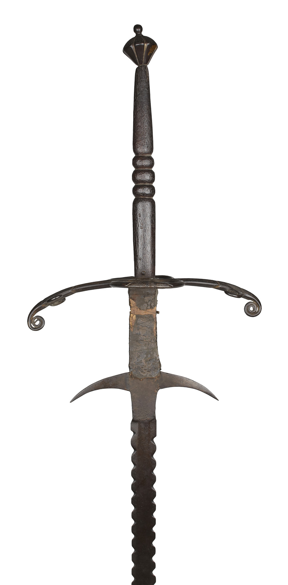 Appraisal: GERMAN OR BOHEMIAN LARGE DOUBLE HANDED PROCESSIONAL SWORD with scroll