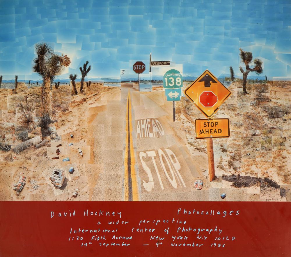 Appraisal: DAVID HOCKNEY PEARBLOSSOM HWY EXHIBITION POSTERDavid Hockney Photocollages A Wider