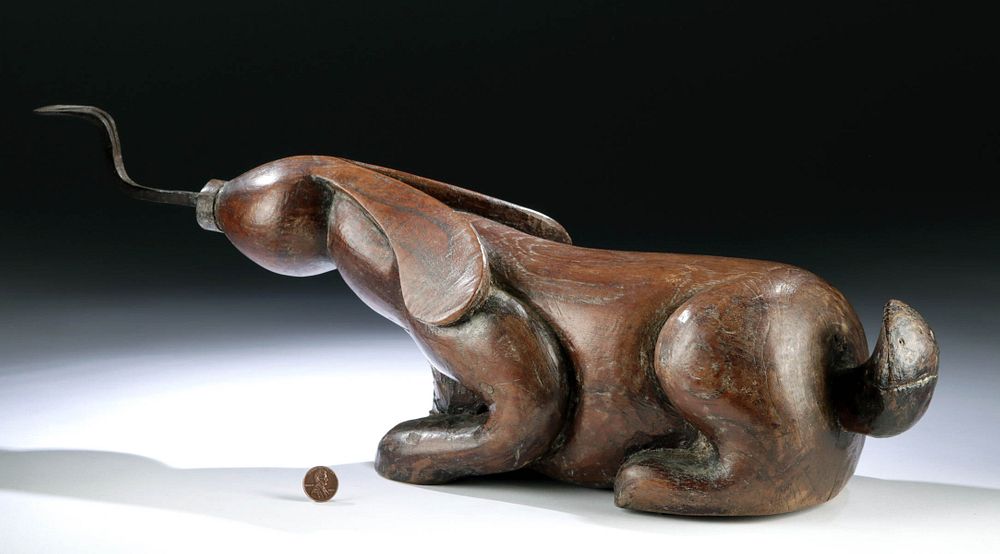 Appraisal: th C Thai Wood Coconut Grater - Rabbit Form Southeast