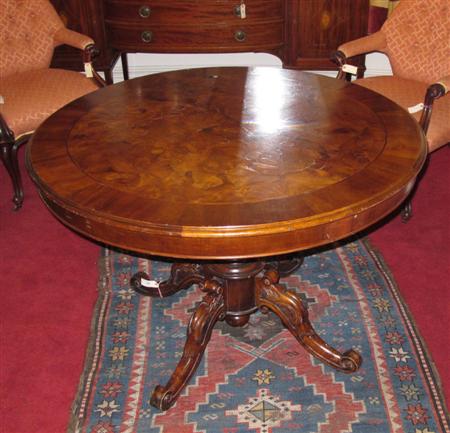 Appraisal: A Victorian mahogany breakfast table the crossbanded moulded circular top