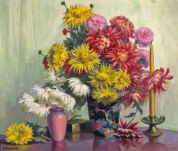 Appraisal: Walter Farrington Moses American - A Bouquet of Chrysanthemums in