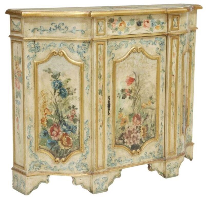 Appraisal: Italian Venetian painted and parcel gilt serpentine-form cabinet th c