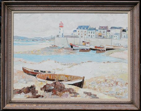 Appraisal: L CHE FRENCH HARBOR PAINTING OIL C '' x ''