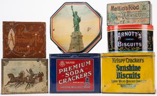 Appraisal: Six Biscuit Tins One Soda Cracker Tin Six Biscuit Tins