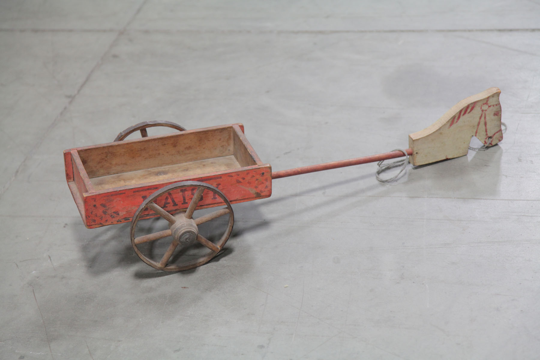 Appraisal: CHILD'S HORSE WAGON PULL TOY American early th century Wooden