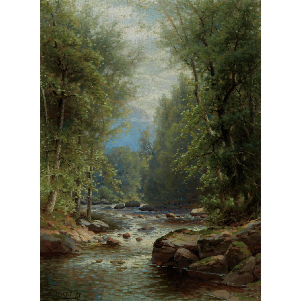 Appraisal: George W Waters American - River Landscape in Summer Signed