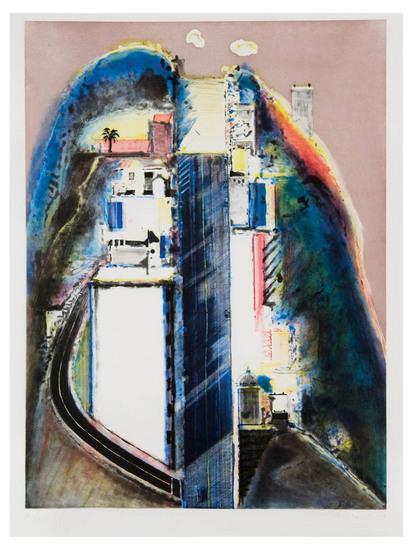 Appraisal: Wayne Thiebaud b steep street soft-ground etching with aquatint and