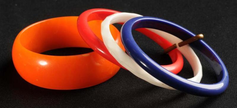 Appraisal: Lot of Bakelite Bracelets Description Includes one red white and