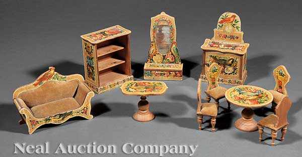 Appraisal: A Suite of Antique Decoupage Doll Furniture late th early