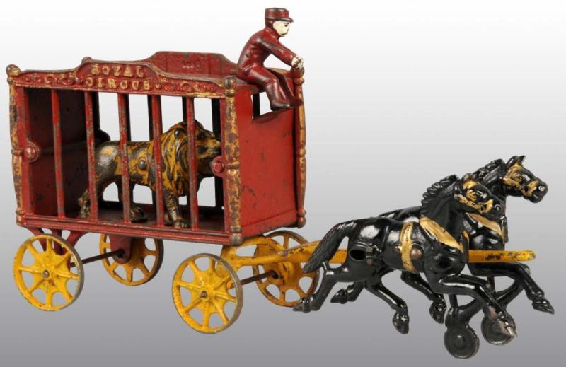 Appraisal: Cast Iron -Horse Royal Circus Cage Wagon Toy Description All