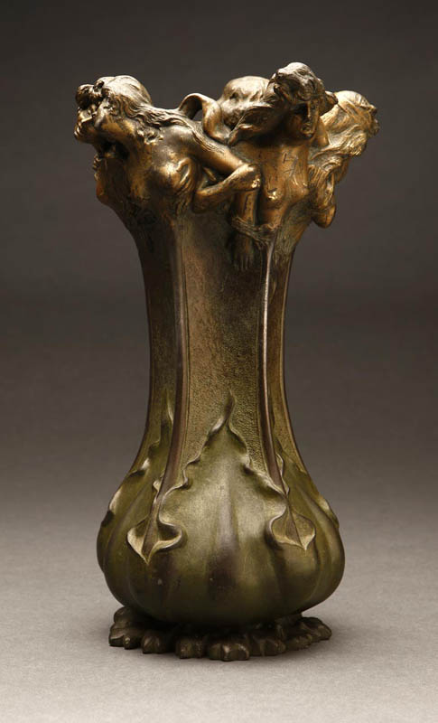 Appraisal: A French Art Nouveau bronze vase Eugene Blot A French