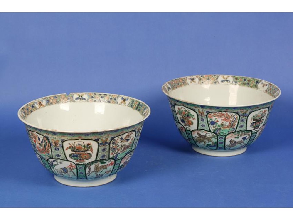 Appraisal: A PAIR OF CHINESE EXPORT FAMILLE VERTE BOWLS enamelled in