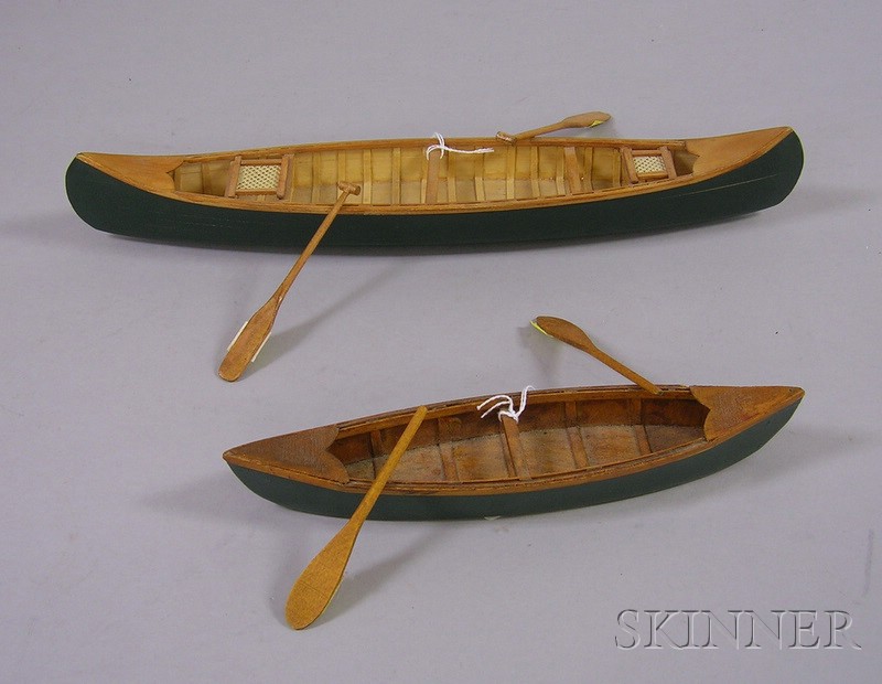 Appraisal: Two Painted Wooden Old Town Canoe Models both with paddles