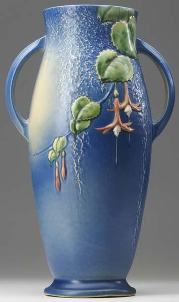 Appraisal: ROSEVILLE Blue Fuchsia vase - Restoration to area at rim