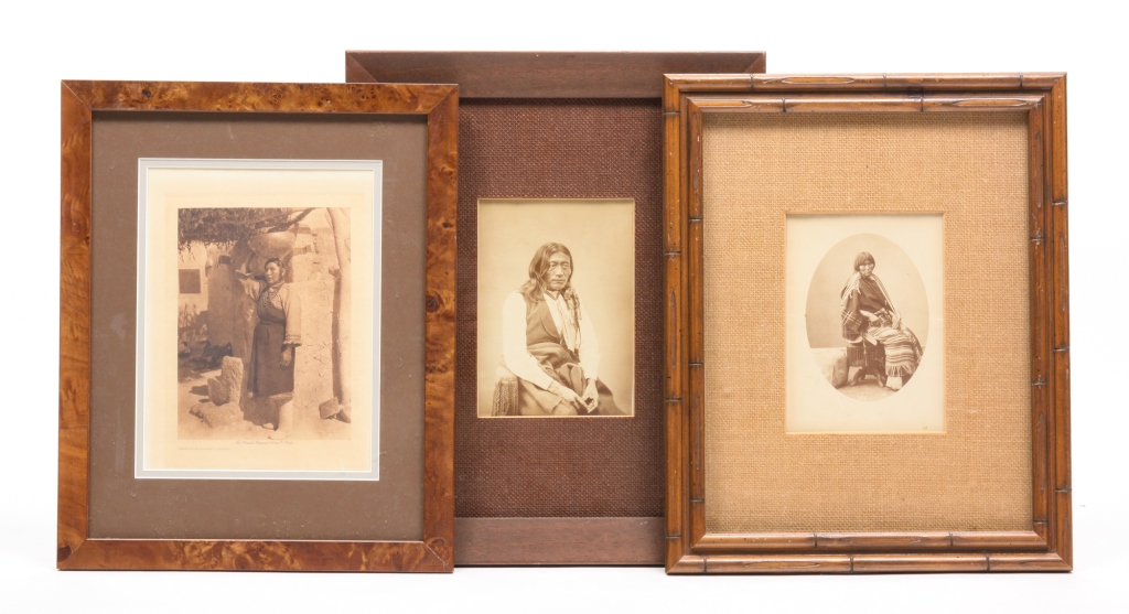 Appraisal: THREE IMAGES OF NATIVE AMERICANS Two albumen photos of seated