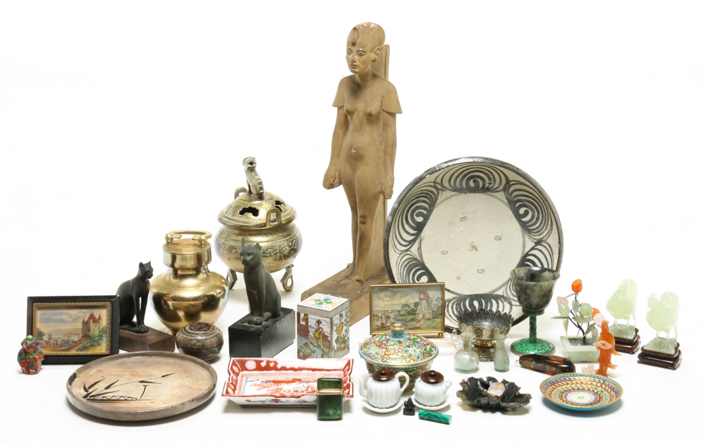 Appraisal: GROUP OF MOSTLY ASIAN DECORATIVE ITEMS Mostly th century Includes