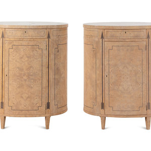 Appraisal: A Pair of Baker Burlwood Cabinets th Century Height x