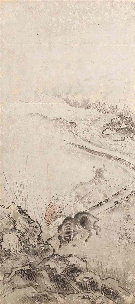 Appraisal: A Chinese Ink Painting on Paper depicting animals in an