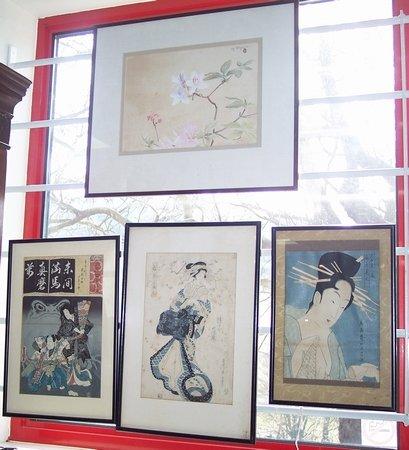 Appraisal: th CenturyActorsSignedthree Japanese coloured woodcuts framedand another