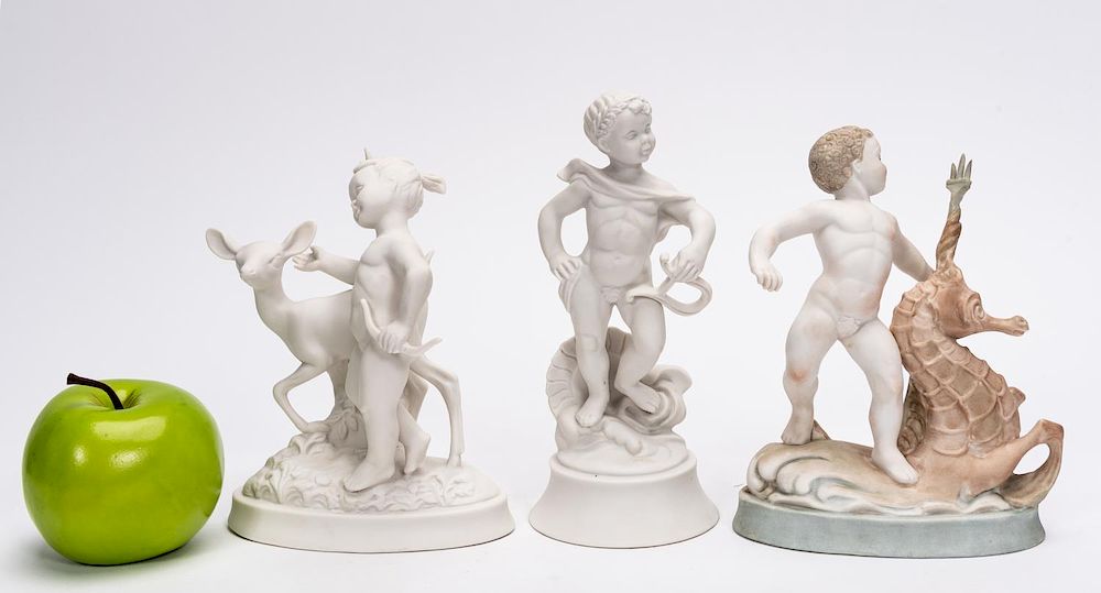 Appraisal: Three Boehm Porcelain Mythology Porcelain Figures Boehm American founded Diana