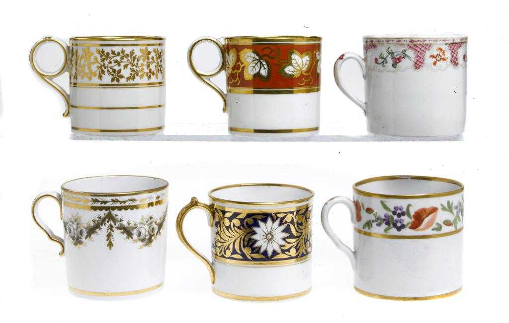 Appraisal: SIX WORCESTER SPODE NEW HALL MILES MASON AND MINTON COFFEE