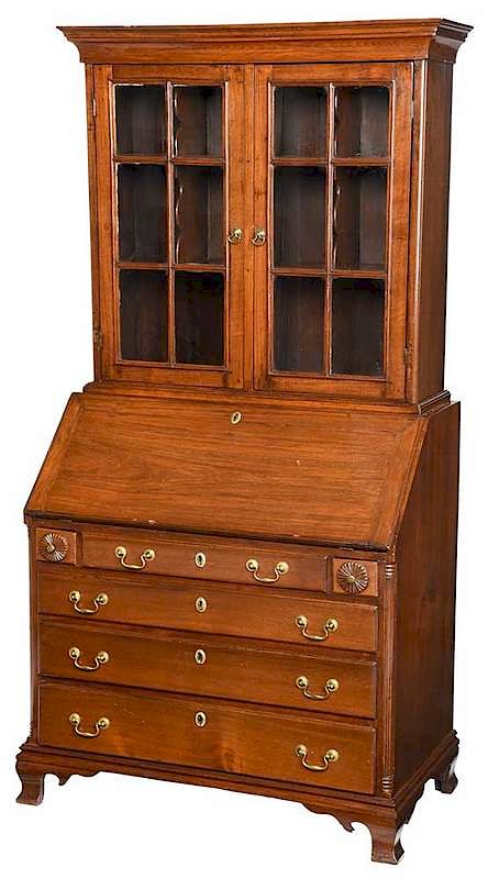 Appraisal: American Chippendale Walnut Secretary Mid-Atlantic states th century ogee feet