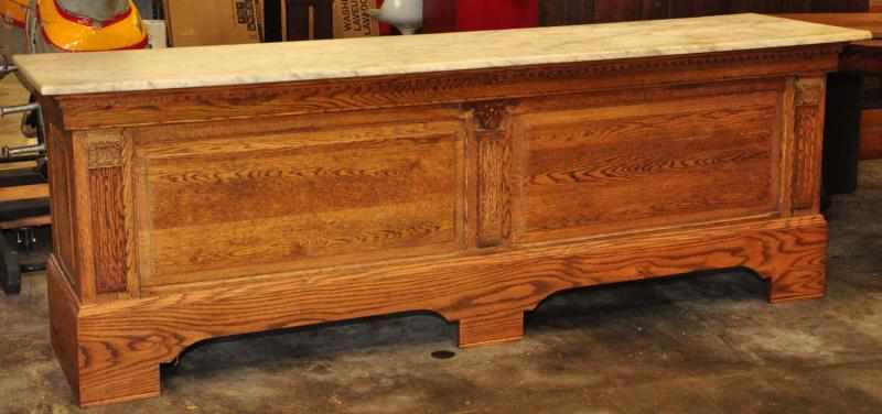 Appraisal: Oak Marble Top Store Counter Condition Excellent Size ' L