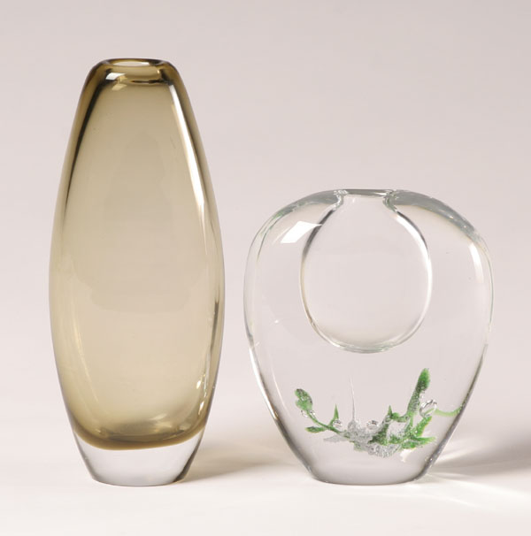 Appraisal: Lot of two Scandinavian art glass vases one with internal