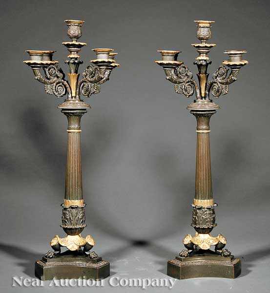 Appraisal: A Pair of Antique Charles X-Style Gilt and Patinated Bronze