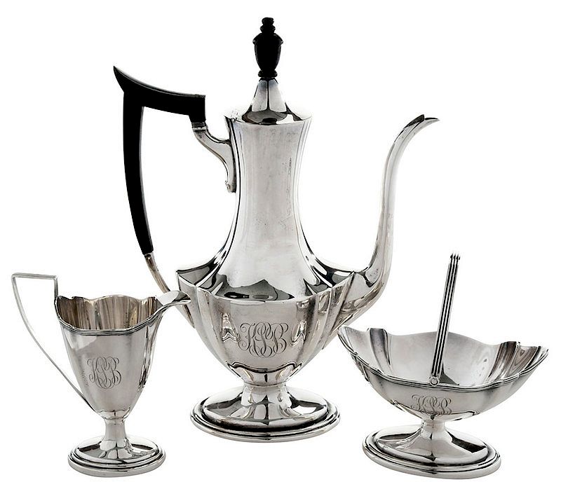 Appraisal: Three Piece Sterling Tea Coffee Set American th century urn