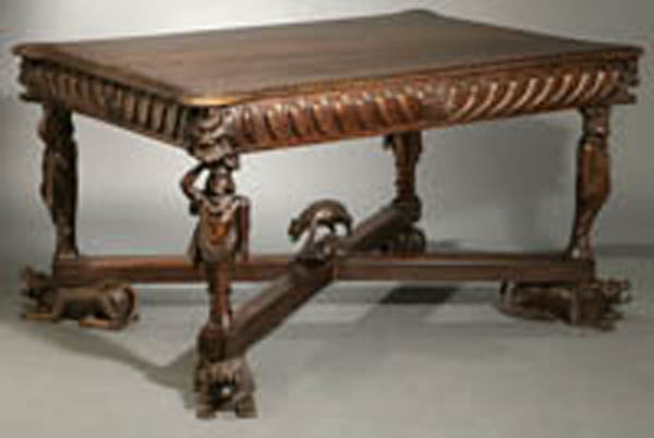 Appraisal: An Italian Renaissance style walnut center table An Italian Renaissance